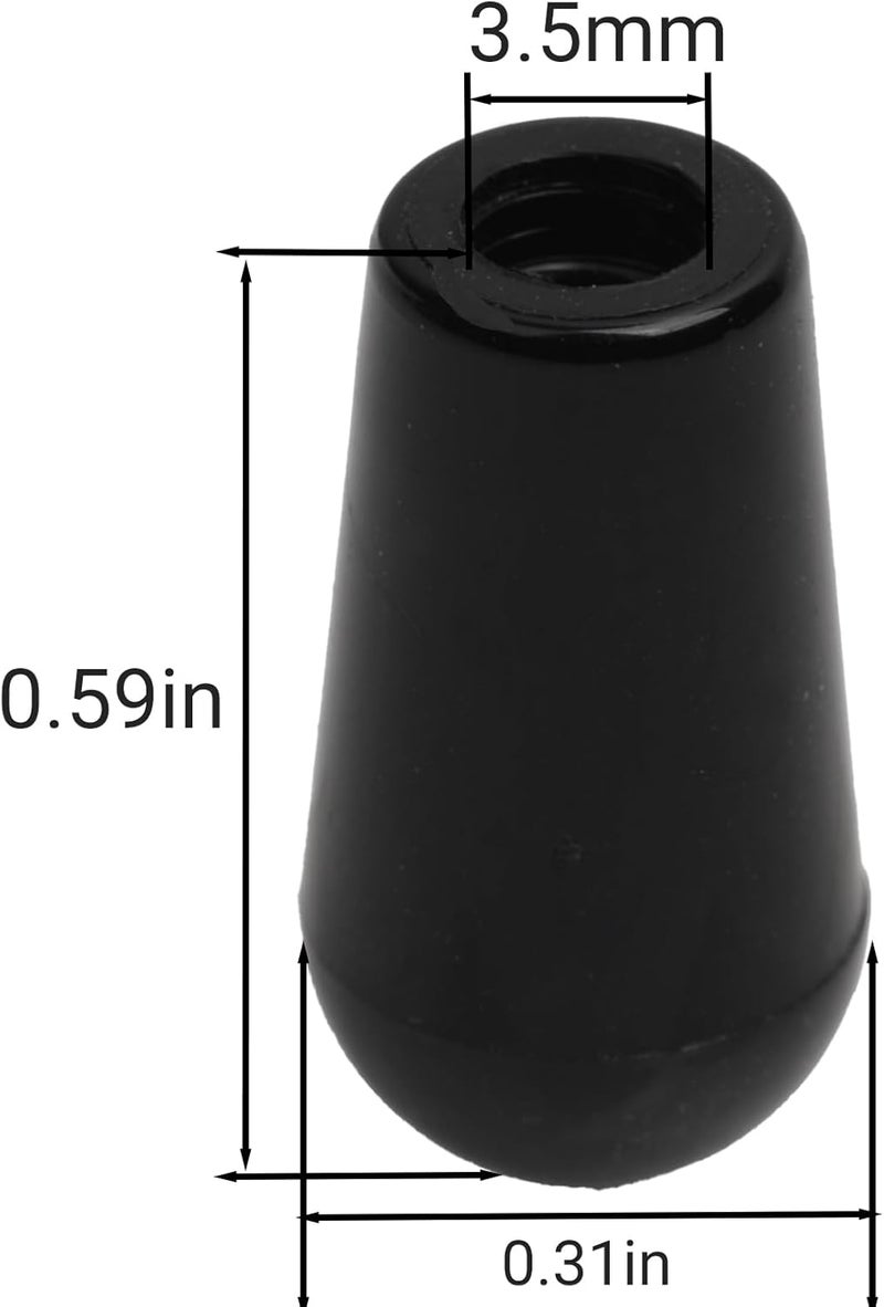 Aemrovi Plastic Guitar Toggle Switch Tips Knobs, 3-Way Pickup Selector Switch Caps for Epiphone LP Style Electric Guitar with M3.5 Metric Thread and Pick Holder (Black) - Image 3